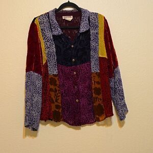 Citron santa monica velvet, patched blouse size M
